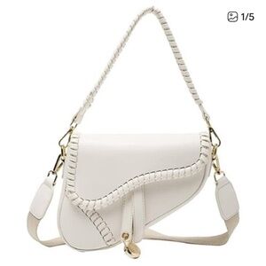 Women Saddle Shoulder Bag Clutch Purse Small Crossbody White